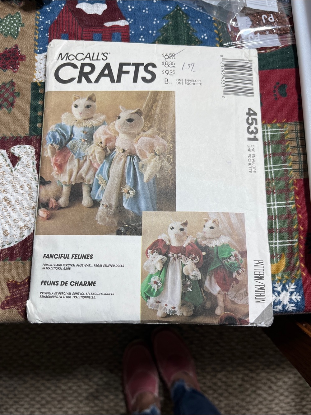 McCall's Crafts Fanciful Felines Sewing Pattern - Pink, Blue, Green